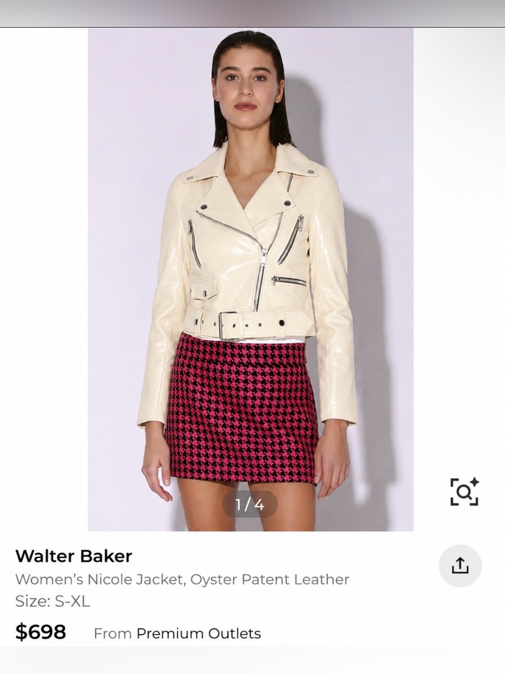 Walter Baker Oyster Patent Leather Moto Jacket